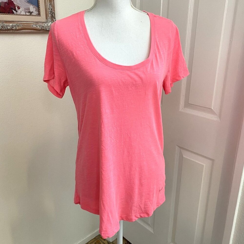 Victoria's Secret PINK Neon Pink Open Back Burnout Tee Size Small 80's Summer